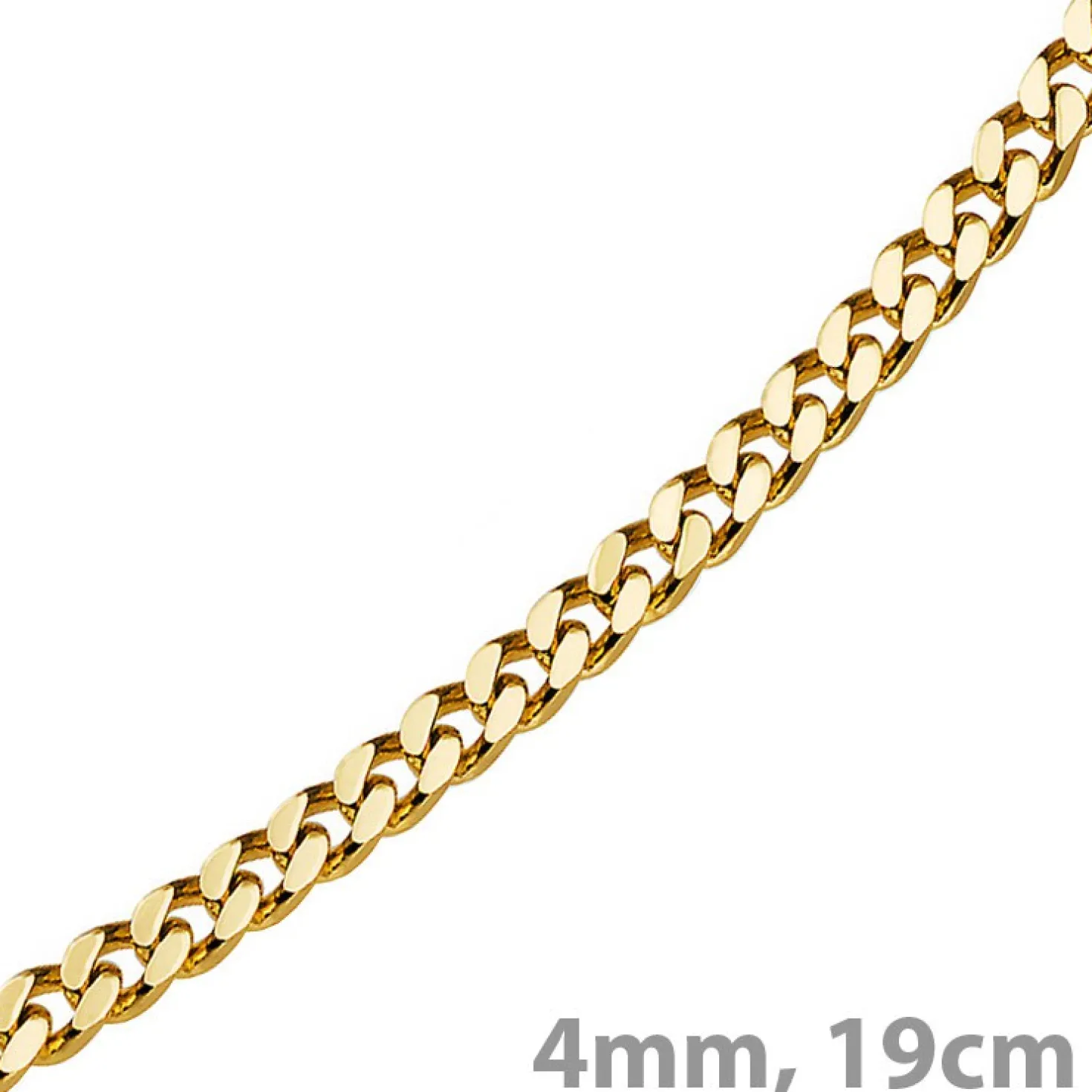 4mm Panzerarmband Armband Armkette, 750 Gold Gelbgold, 19cm, Unisex