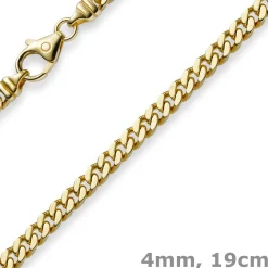 4mm Panzerarmband Armband Armkette, 750 Gold Gelbgold, 19cm, Unisex
