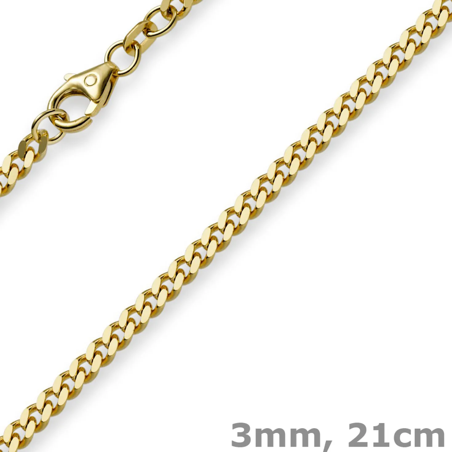 3mm Panzerarmband Armband Armkette, 750 Gold Gelbgold, 21cm, Unisex