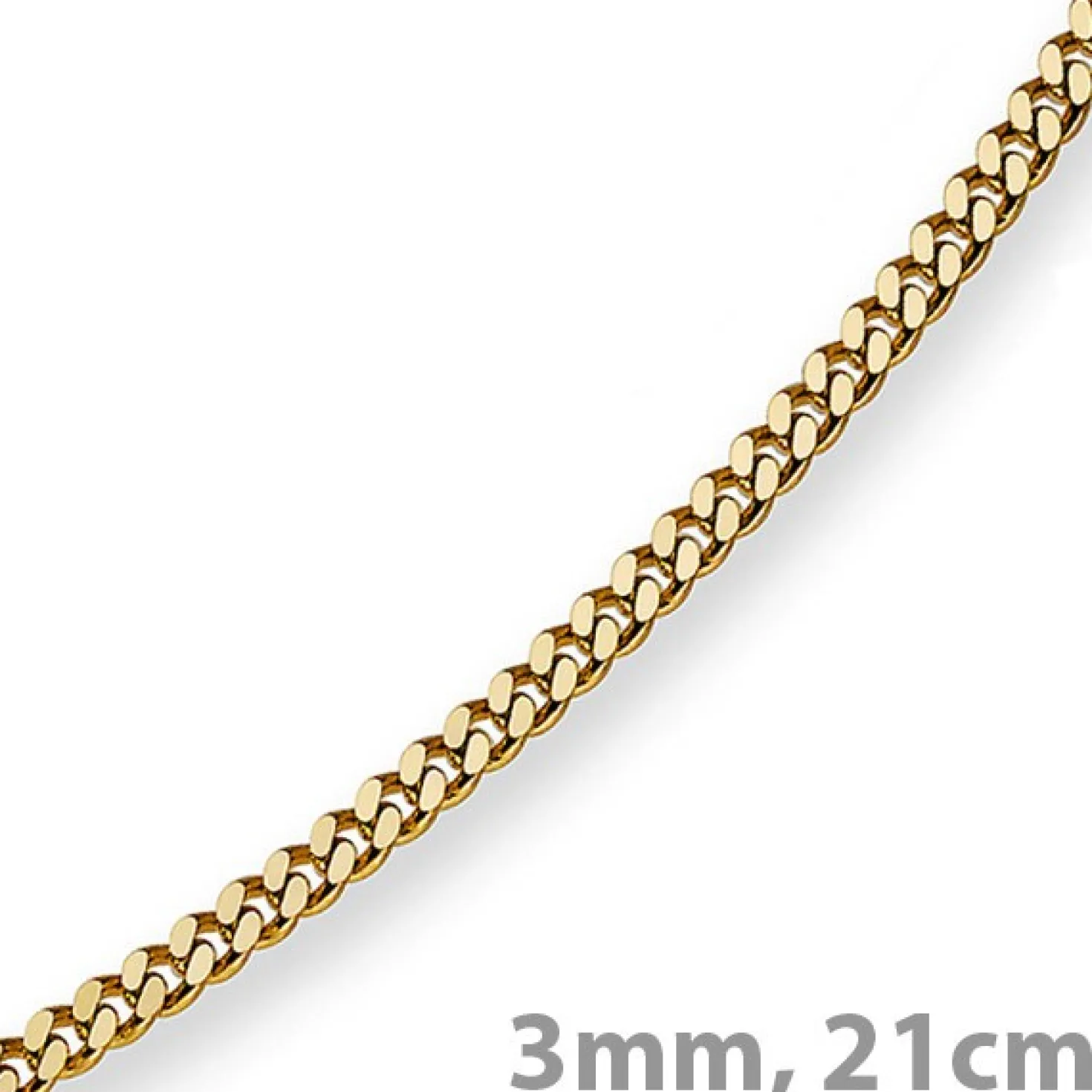 3mm Panzerarmband Armband Armkette, 750 Gold Gelbgold, 21cm, Unisex