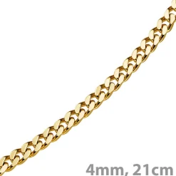 4mm Panzerarmband Armband Armkette, 585 Gold Gelbgold, 21cm, Unisex