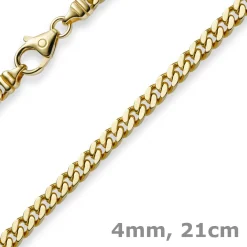 4mm Panzerarmband Armband Armkette, 585 Gold Gelbgold, 21cm, Unisex