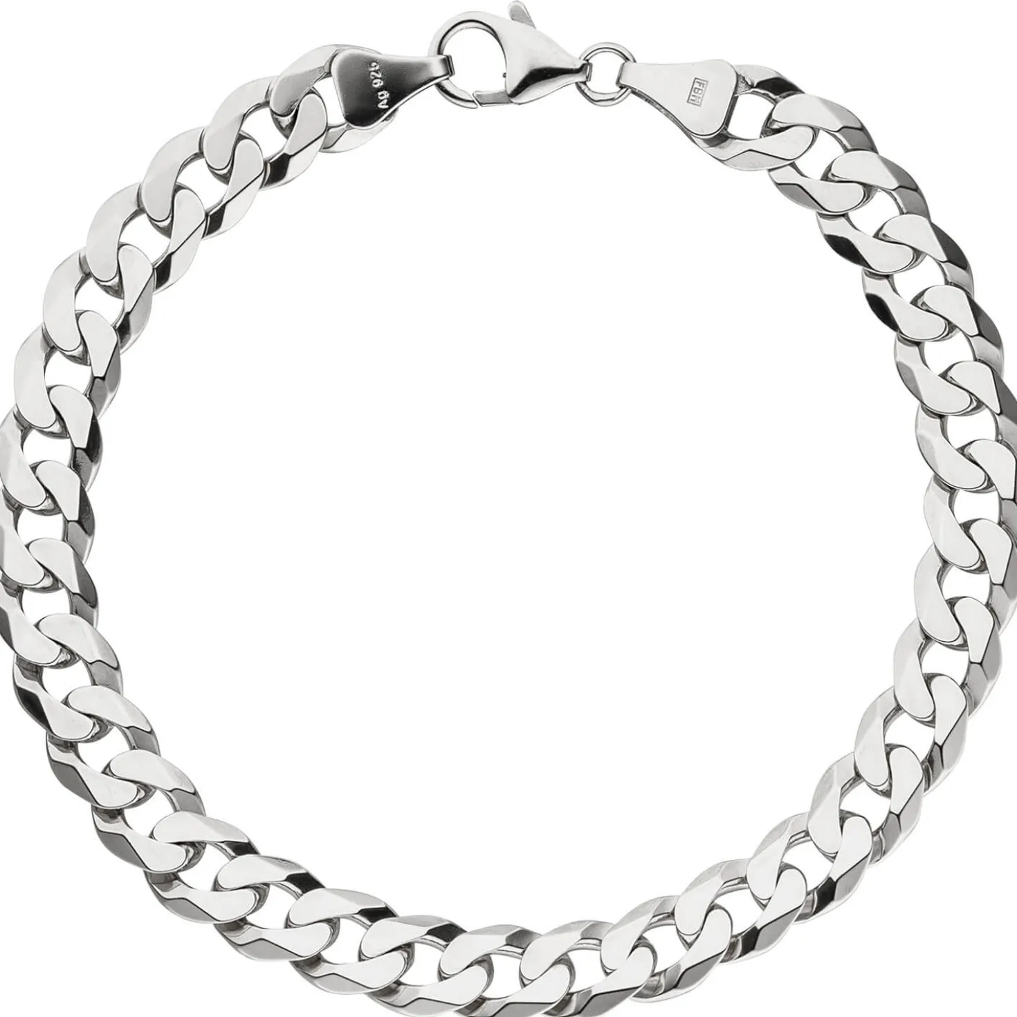 7,7mm Panzer-Armband Armkette Armschmuck aus 925 Silber rhodiniert 21cm Herren