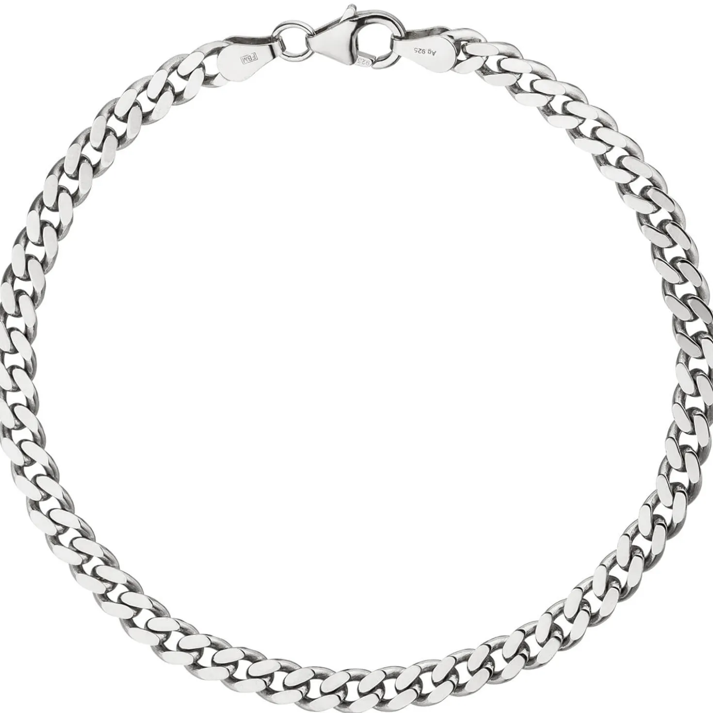 4,6mm Panzer-Armband Armkette Armschmuck aus 925 Silber rhodiniert 21cm Herren