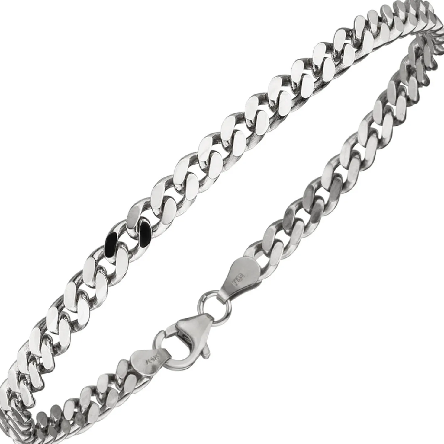 4,6mm Panzer-Armband Armkette Armschmuck aus 925 Silber rhodiniert 21cm Herren