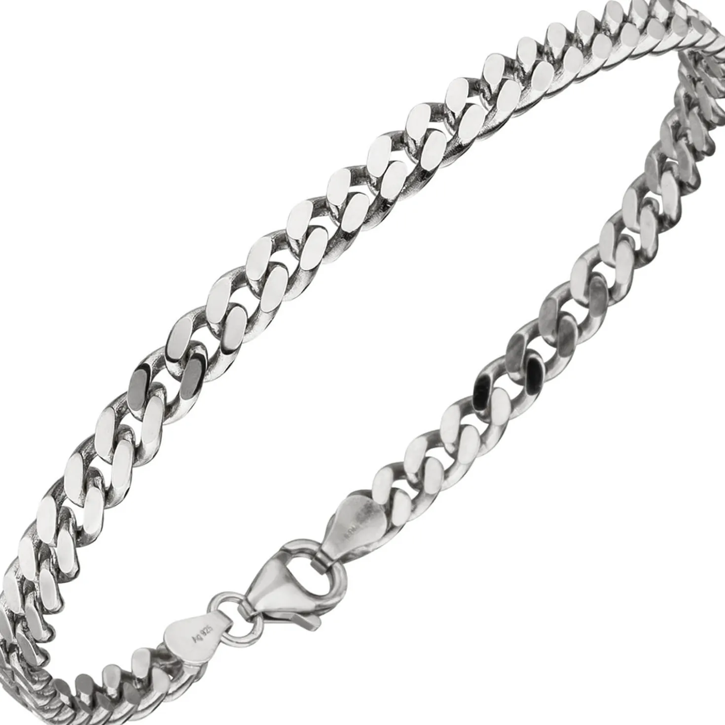 4,6mm Panzer-Armband Armkette Armschmuck aus 925 Silber rhodiniert 21cm Herren