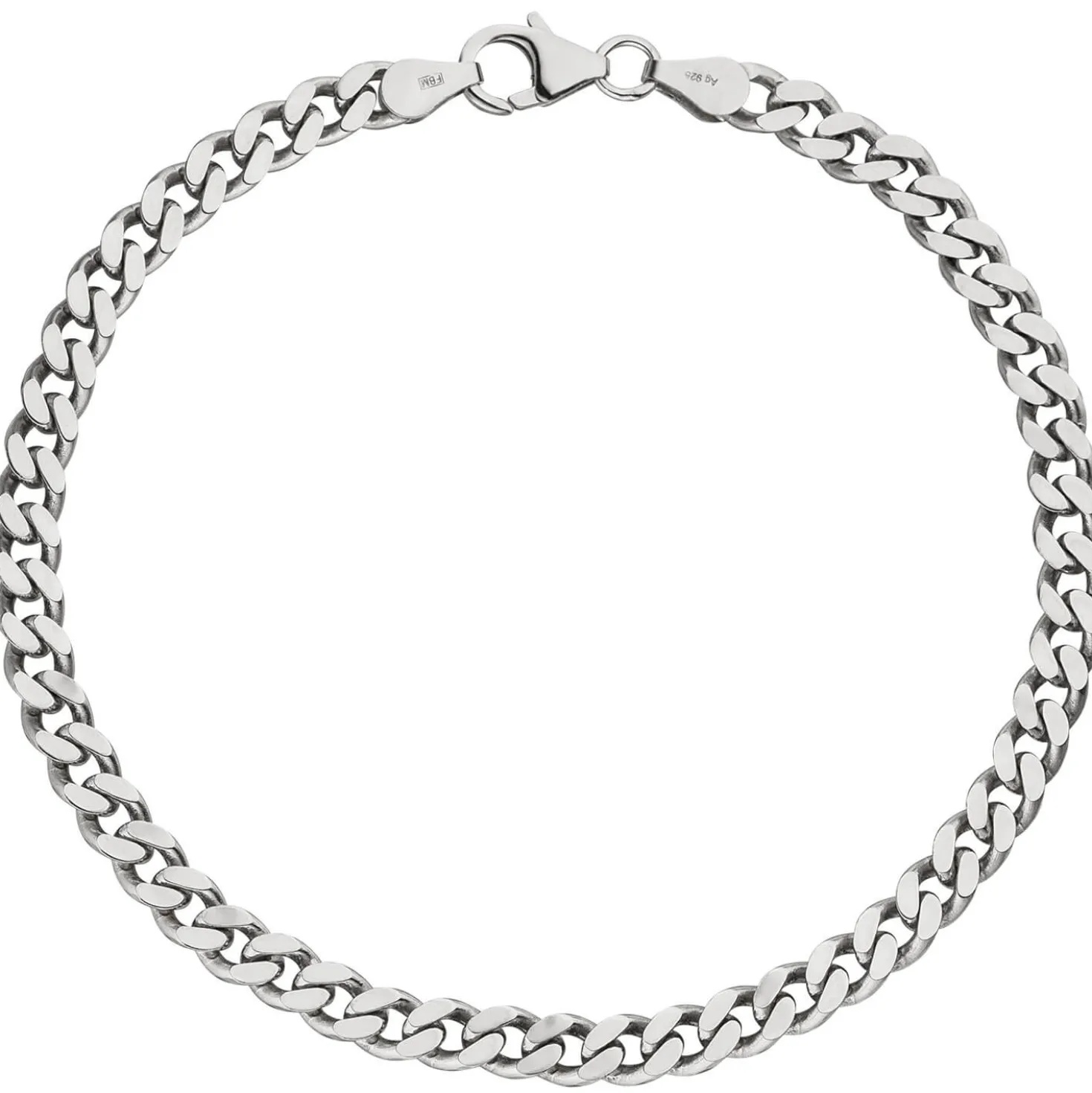 4,6mm Panzer-Armband Armkette Armschmuck aus 925 Silber rhodiniert 21cm Herren
