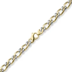 8mm Panzer-Figaro Phantasie Kette Halskette aus 585 Gelbgold & Weißgold 55cm