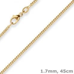 1,7mm Panzerkette Collier Halskette aus 750 Gold Gelbgold 45cm mit Zwischenöse