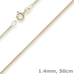 1,4mm Panzerkette Collier Halskette aus 333 Gold Gelbgold 50cm mit Zwischenöse