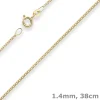 1,4mm Panzerkette Collier Halskette aus 333 Gold Gelbgold 38cm mit Zwischenöse