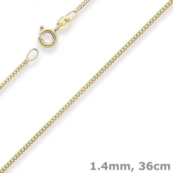 1,4mm Panzerkette Collier Halskette aus 333 Gold Gelbgold 36cm mit Zwischenöse