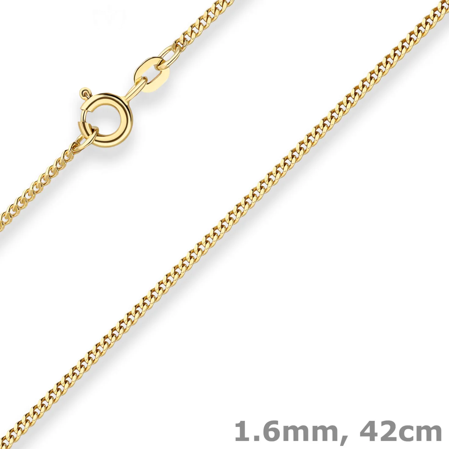 1,6mm Panzerkette Collier Halskette aus 585 Gold Gelbgold 42cm mit Zwischenöse