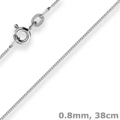 0,8mm Panzerkette Collier Halskette aus 375 Gold Weißgold 38cm