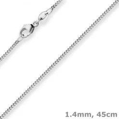 1,4mm Panzerkette Collier Halskette aus 750 Gold Weißgold 45cm mit Zwischenöse