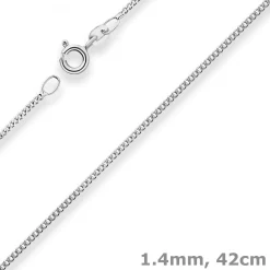 1,4mm Panzerkette Collier Halskette aus 585 Gold Weißgold 42cm mit Zwischenöse