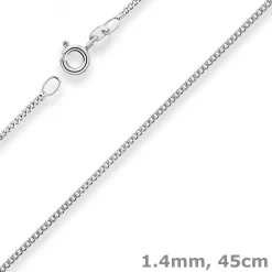 1,4mm Panzerkette Collier Halskette aus 585 Gold Weißgold 45cm mit Zwischenöse