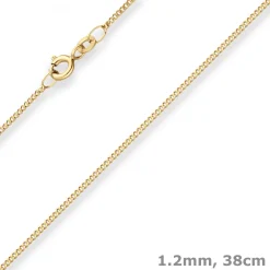 1,2mm Panzerkette Collier mit Zwischenöse Halskette aus 333 Gold Gelbgold 38cm