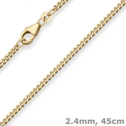 2,4mm Panzerkette Goldkette Collier Halskette aus 750 Gold Gelbgold 45cm