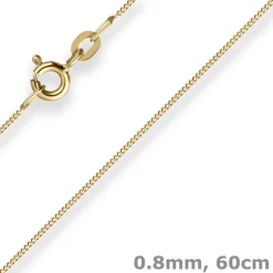 0,8mm Panzerkette Goldkette Collier Halskette aus 333 Gold Gelbgold 60cm