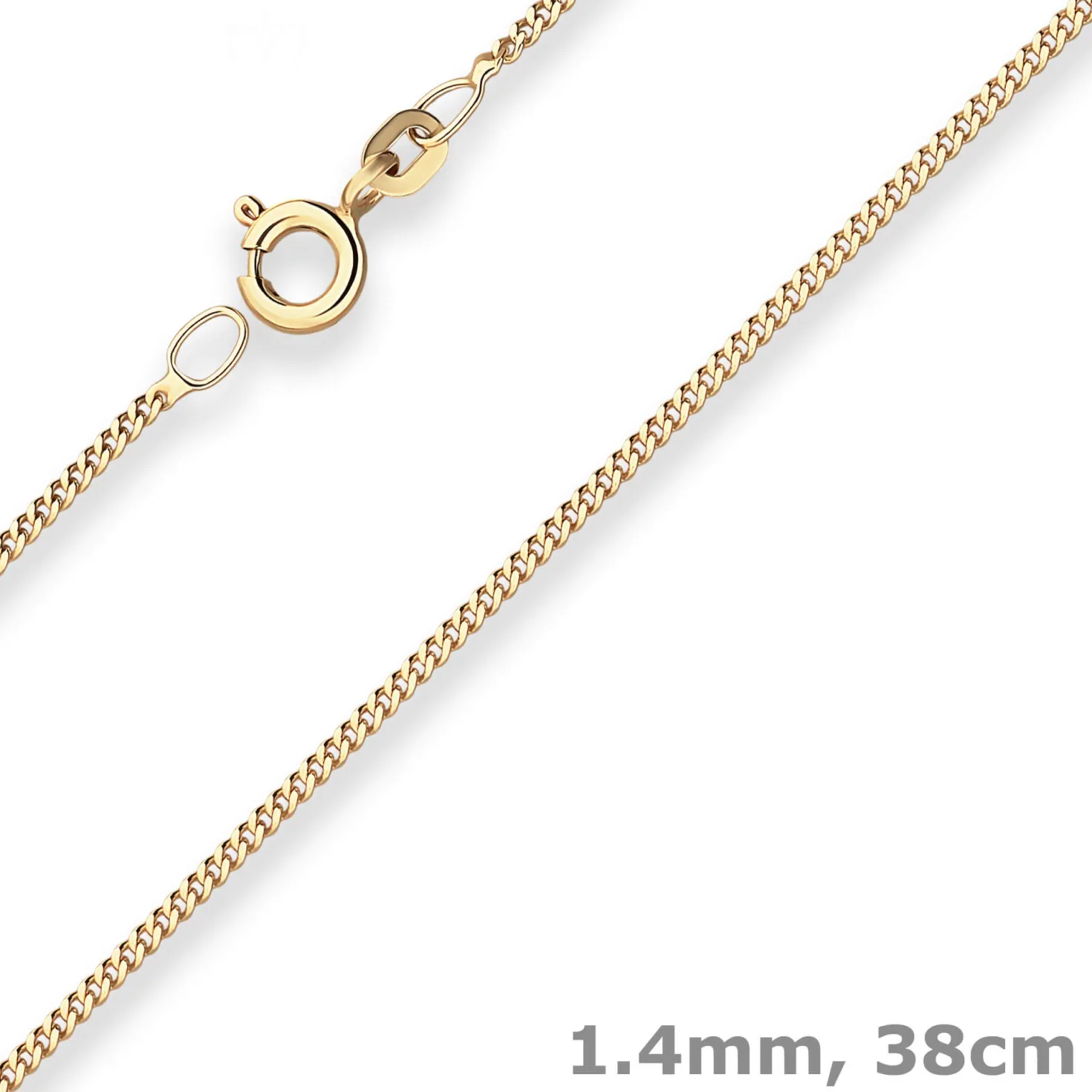 1,4mm Panzerkette Goldkette Collier Halskette aus 333 Gold Gelbgold 38cm