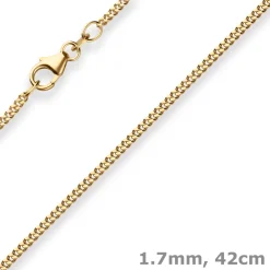 1,7mm Panzerkette Goldkette Collier Halskette aus 750 Gold Gelbgold 42cm