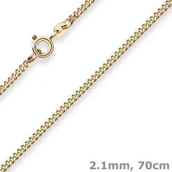2,1mm Panzerkette Goldkette Collier Halskette aus 585 Gold Gelbgold 70cm
