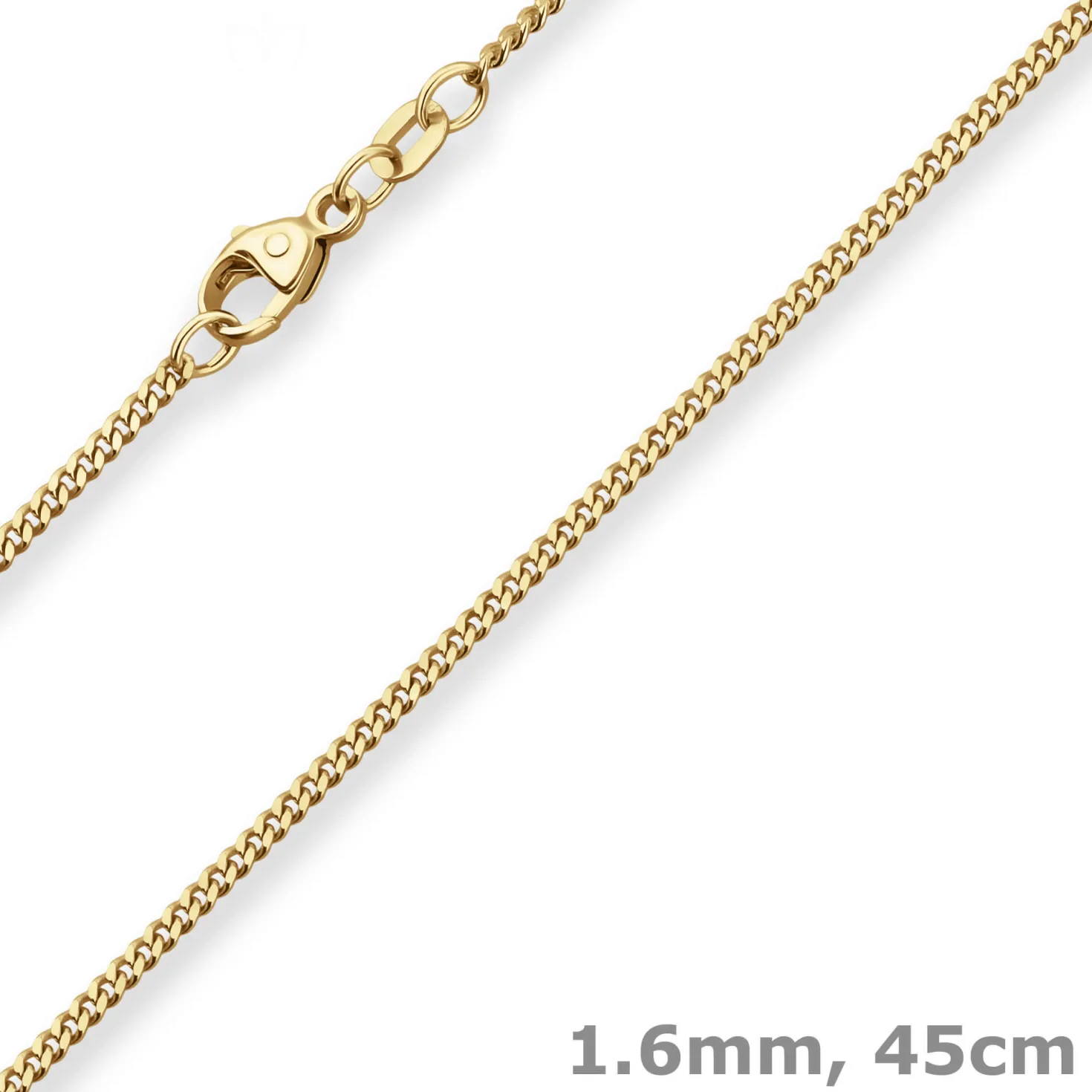 1,6mm Panzerkette Goldkette Collier Halskette aus 585 Gold Gelbgold 45cm