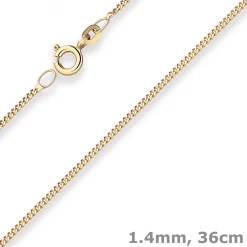 1,4mm Panzerkette Goldkette Collier Halskette aus 333 Gold Gelbgold 36cm