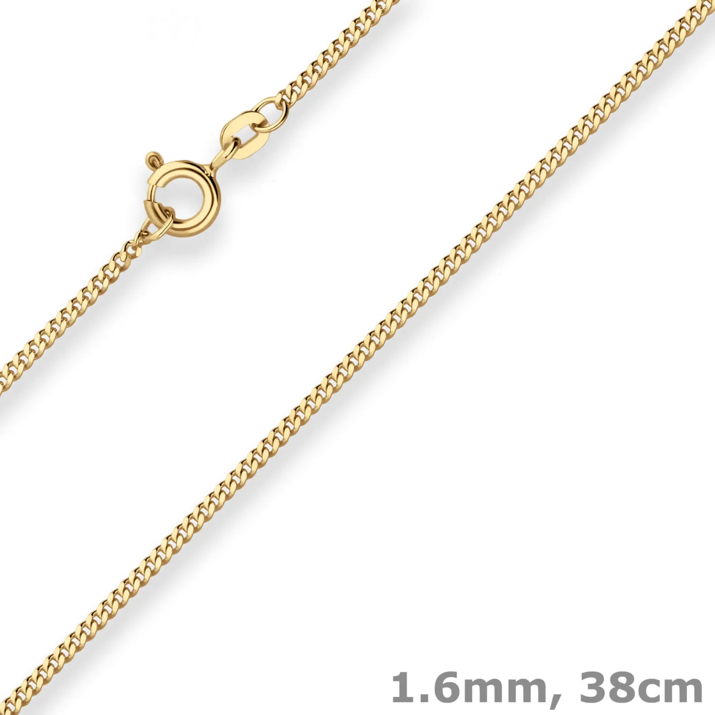 1,6mm Panzerkette Goldkette Collier Halskette aus 333 Gold Gelbgold 38cm