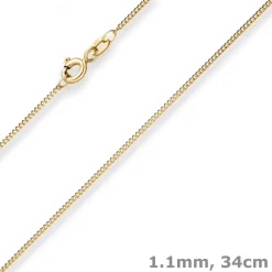1,1mm Panzerkette Goldkette Collier Halskette aus 585 Gold Gelbgold 34cm