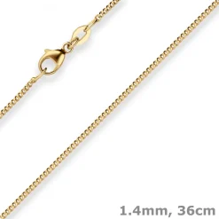 1,4mm Panzerkette Goldkette Collier Halskette aus 375 Gold Gelbgold 36cm