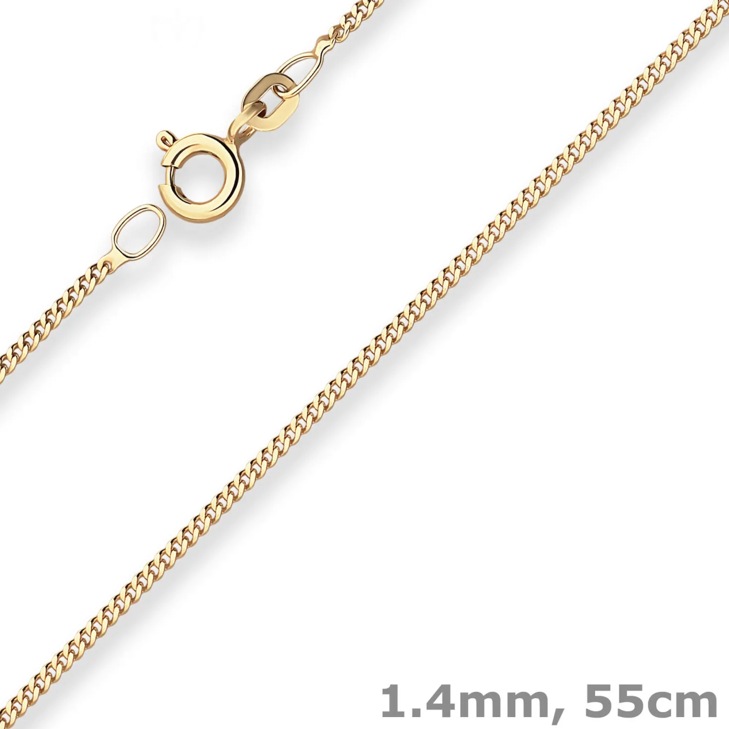 1,4mm Panzerkette Goldkette Collier Halskette aus 375 Gold Gelbgold 55cm
