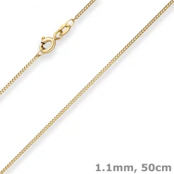 1,1mm Panzerkette Goldkette Collier Halskette aus 585 Gold Gelbgold 50cm
