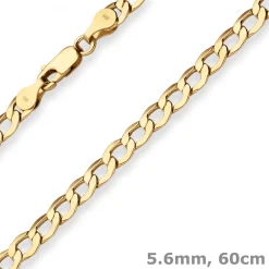 5,6mm Panzerkette Goldkette Collier Halskette aus 375 Gold Gelbgold 60cm