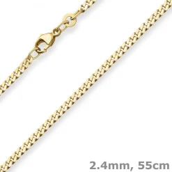 2,4mm Panzerkette Goldkette Collier Halskette aus 333 Gold Gelbgold 55cm