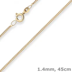 1,4mm Panzerkette Goldkette Collier Halskette aus 333 Gold Gelbgold 45cm