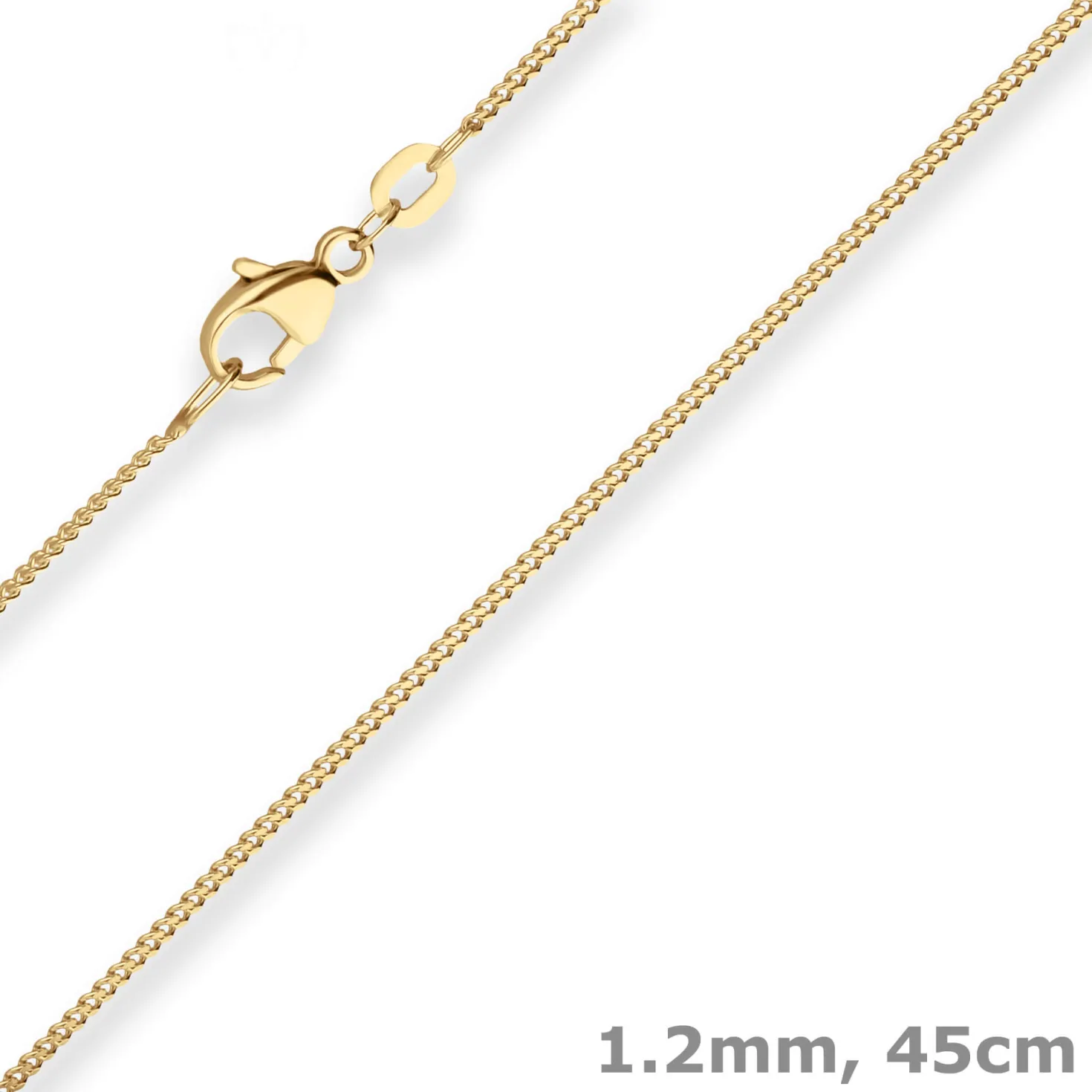 1,2mm Panzerkette Goldkette Collier Halskette aus 750 Gold Gelbgold 45cm
