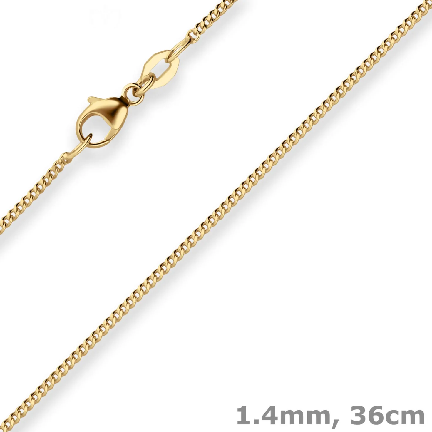 1,4mm Panzerkette Goldkette Collier Halskette aus 750 Gold Gelbgold 36cm