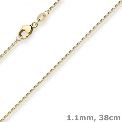 1,1mm Panzerkette Goldkette Collier Halskette aus 375 Gold Gelbgold 38cm
