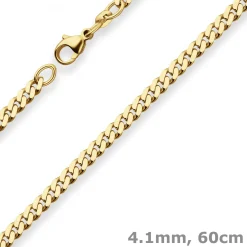 4,1mm Panzerkette Goldkette Collier Halskette aus 333 Gold Gelbgold 60cm