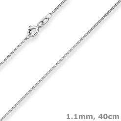 1,1mm Panzerkette Goldkette Collier Halskette aus 585 Gold Weißgold 40cm