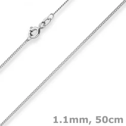 1,1mm Panzerkette Goldkette Collier Halskette aus 375 Gold Weißgold 50cm