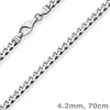4,2mm Panzerkette Goldkette Collier Halskette aus 585 Gold Weißgold 70cm