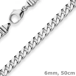 6mm Panzerkette Goldkette Collier Halskette aus 585 Gold Weißgold 50cm