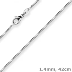 1,4mm Panzerkette Goldkette Collier Halskette aus 585 Gold Weißgold 42cm