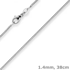 1,4mm Panzerkette Goldkette Collier Halskette aus 750 Gold Weißgold 38cm