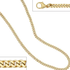 3,5mm Panzerkette Goldkette Kette, 333 Gold Gelbgold, Unisex, 50cm