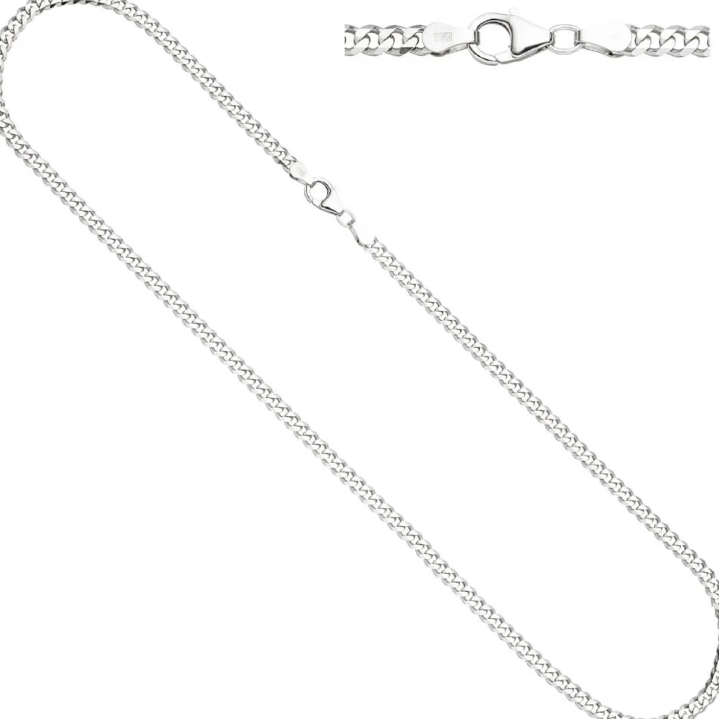 3,6mm Panzerkette Halskette Collier aus 925 Silber rhodiniert 45cm