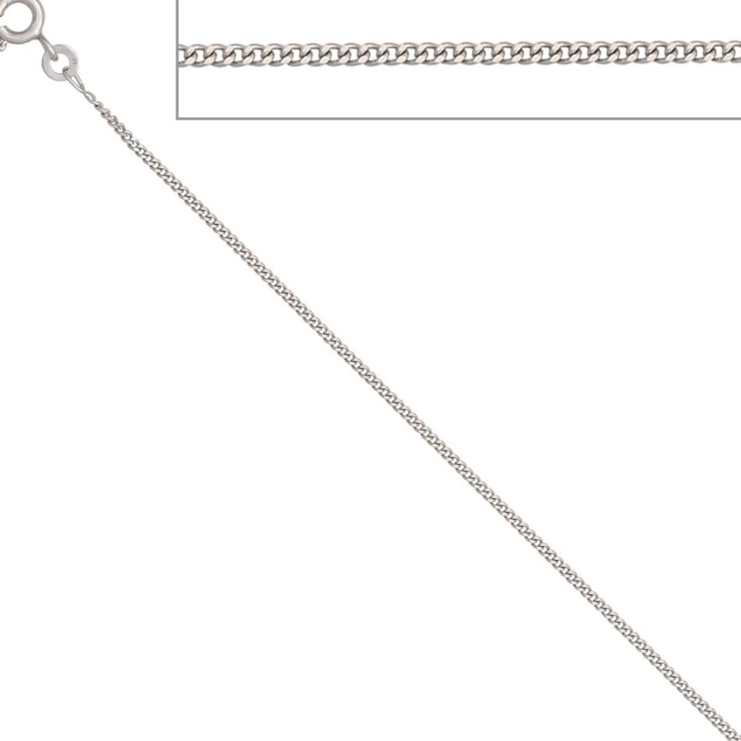 1,3mm Panzerkette Halskette Collier Goldkette 585 Gold Weißgold 36cm